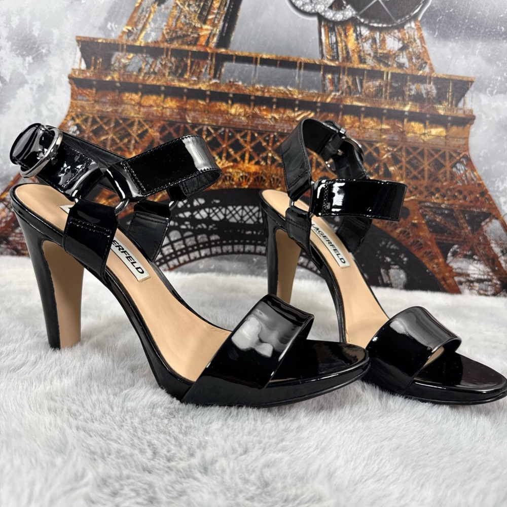 Karl Lagerfeld Glossy Black Heels